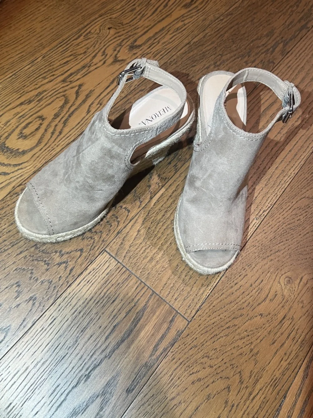 Target suede nude wedge